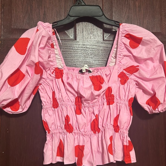 English Factory Heart Shape Shirring Top New - Picture 3 of 4